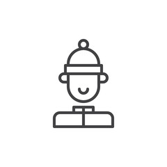 Obraz na płótnie Canvas Man in winter ski hat line icon, outline vector sign, linear style pictogram isolated on white. Symbol, logo illustration. Editable stroke
