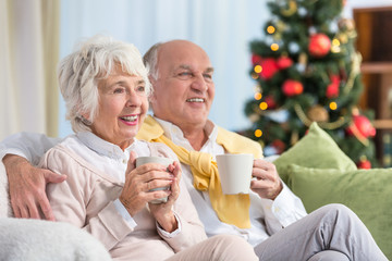 Happy elderly during xmas