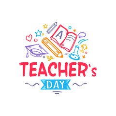 Teacher s Day Colorful Logo Vector Illustration