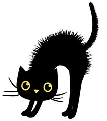 Black vector cat in flat style for Halloween designs