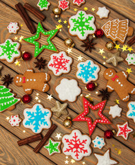 Christmas ginger and honey colorful cookies