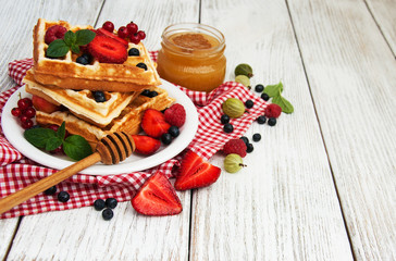 waffles with fresh berries