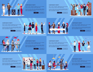 Corporate Party Set of Pics Vector Illustration