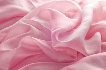 exture, background, pattern. Silk fabric pink, thin airy silk fabric