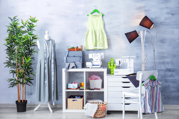 Room design with sewing machine