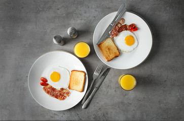 Composition with traditional English breakfast on table