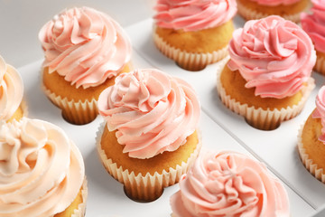 Yummy cupcakes in box