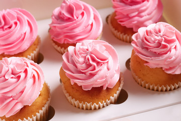 Yummy cupcakes in box