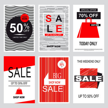 Set of mobile banners for online shopping.