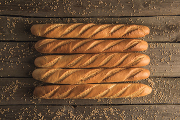 baguettes and grains on table