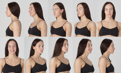 Studio light headshot female model snapshots collage