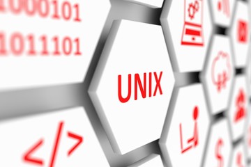 Unix concept cell blurred background 3d illustration