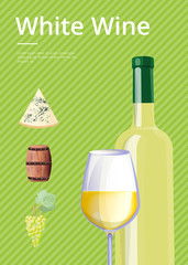 White Wine with Text Vector Illustration on Green