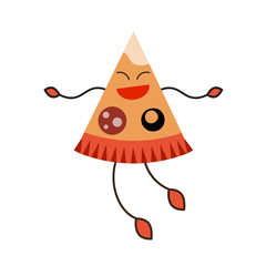 Slice of pizza is dancing. Emoji pizza dancing