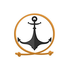 Rope and anchor. Sea emblem. Vector illustration