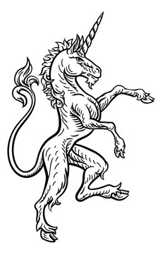 Fototapeta Unicorn Rampant Heraldic Crest Coat of Arms