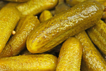 Pickles as background. Green pickle texture pattern. Texture background.