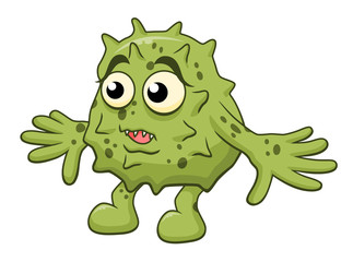 Cartoon frightened microbe