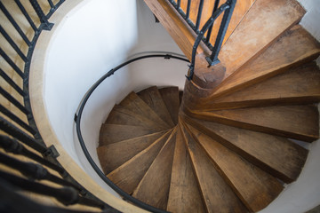 spiral castle stairs made by wood