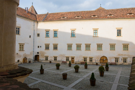 the inner courtyard of the medieval fagarasi fortress