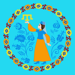 Crimean Tatar girl and tamga