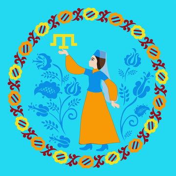 Crimean Tatar girl and tamga