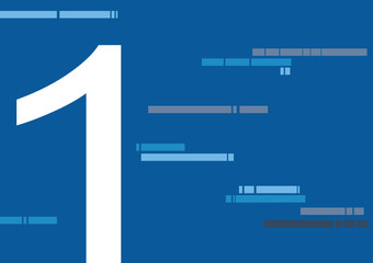 1, one number on 2 tone background