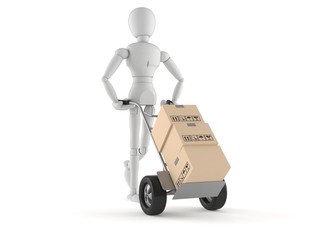 White dummy with hand truck