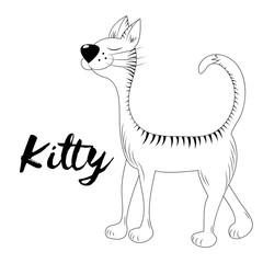 Vector Kitty. Hand drawn sketch. Page for coloring book. Doodle