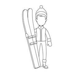 young man with ski equipment vector illustration design