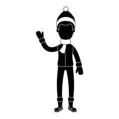 young man with winter clothes vector illustration design