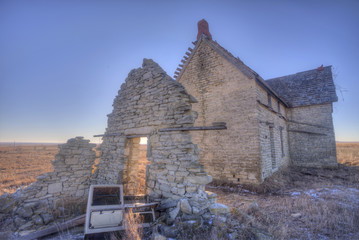 Fototapeta abandoned stone house of Dr. William B. Jones near Florence, Kansas obraz