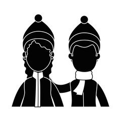 couple with winter clothes vector illustration design