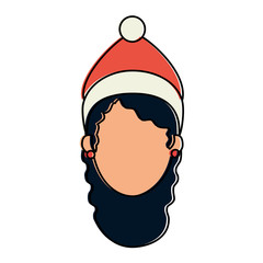 beautiful woman head with winter clothes vector illustration design