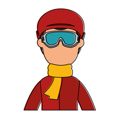 young man with winter clothes vector illustration design