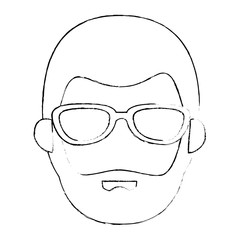 young man with glasses head avatar character vector illustration design