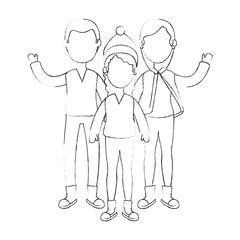 people with winter clothes vector illustration design