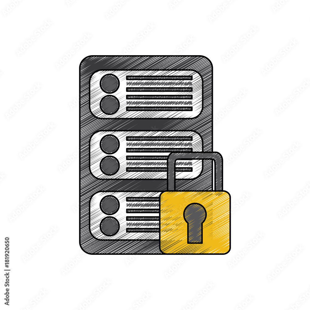 Aufkleber server security safety lock web hosting icon image vector illustration design