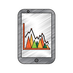graph chart on cellphone screen icon image vector illustration design 