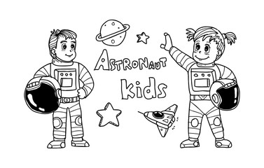 astronaut in the space doodle art