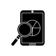 pie graph chart on cellphone screen icon image vector illustration design  black and white