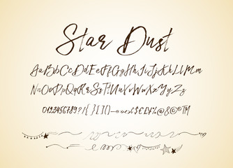 Star dust. Handdrawn vector font.
