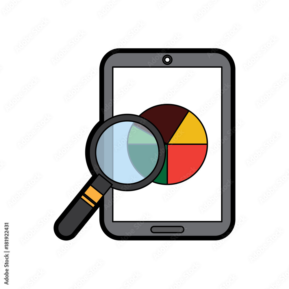 Aufkleber pie graph chart on cellphone screen icon image vector illustration design