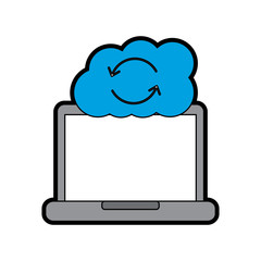 cloud storage with laptop computer icon image vector illustration design 