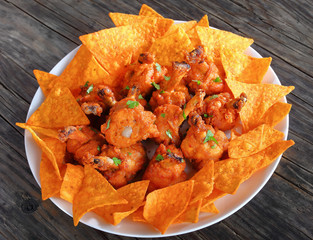 close-up of tasty chicken wing lollipops