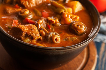 Stew soup with meat potatoes