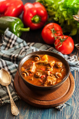 Stew soup with meat potatoes