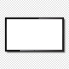 Realistic Blank Led TV Screen on Transparent Background. Vector