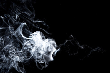 Abstract, white smoke isolated on black background. Isolate