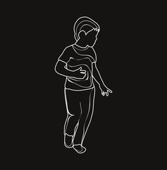 sketch child goes on a black background